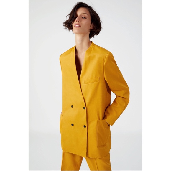 Zara Jackets & Blazers - NWT Zara Double-Breasted Blazer Yellow